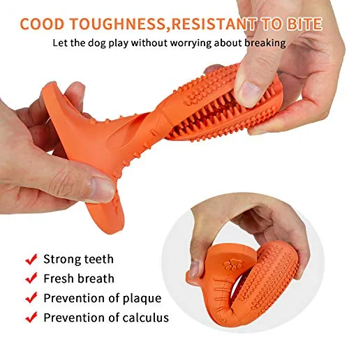 Wisedom Cepillo de dientes para perro, palillo de cuidado dental para cachorro, masajeador eficaz para limpieza de dientes de perro, masajeador de goma natural resistente a mordeduras para masticar juguetes para perros y mascotas