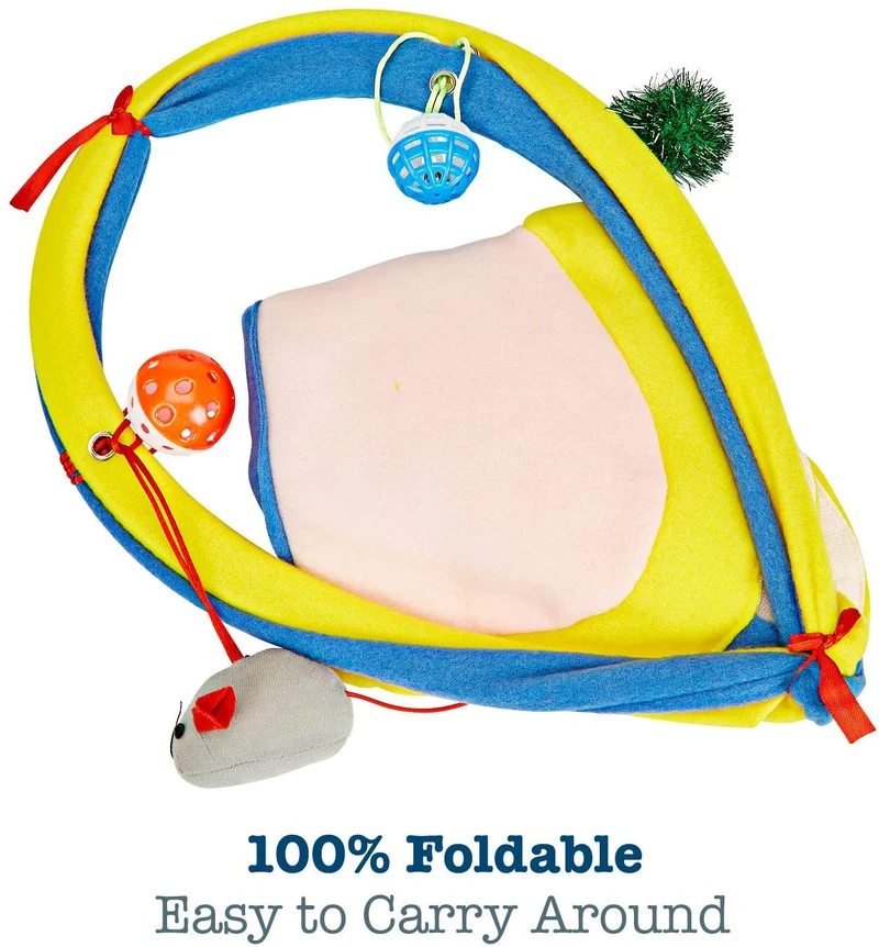 Animales Favorite Cat Play Mat, tienda de campaña Centro de Actividad con colgar juguetes