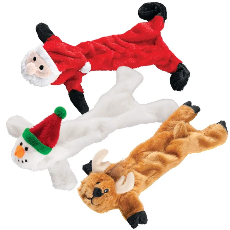 Trenton Gifts - Juego de 3 peluches para perros, diseño de Papá Noel, muñeco de nieve, reno