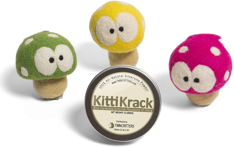 individual Critters kittishroom rellenables Catnip silvervine Juguete – 3 Pack – Orgánico Plata Vine Catnip incluidos