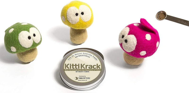 individual Critters kittishroom rellenables Catnip silvervine Juguete – 3 Pack – Orgánico Plata Vine Catnip incluidos