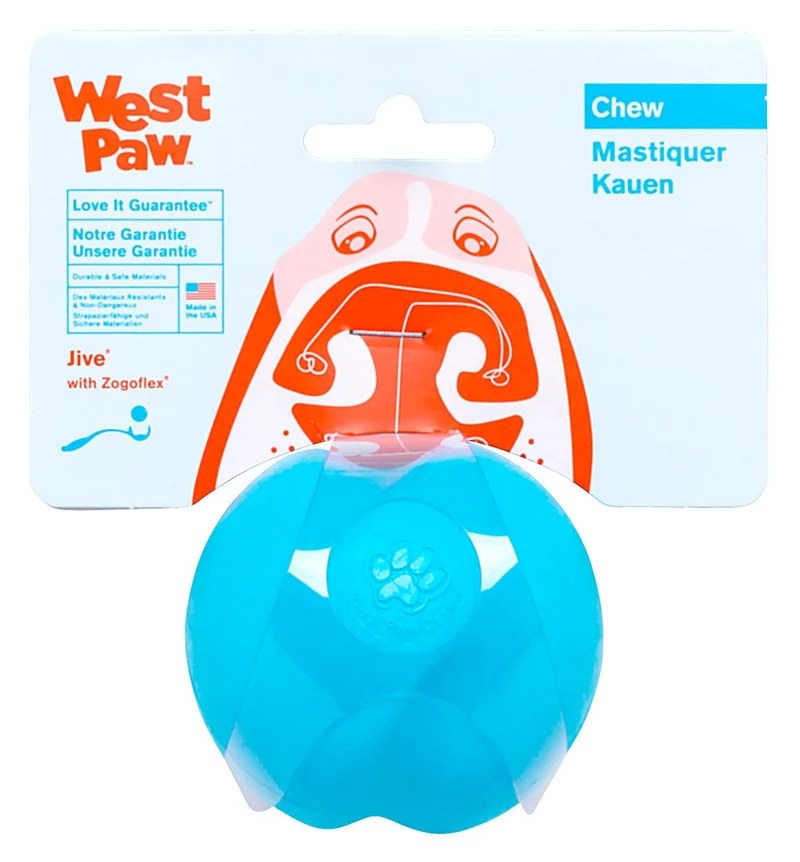West Paw, Juguete en forma de balón para perro, masticable y resistente, diseño Jive Zogoflex
