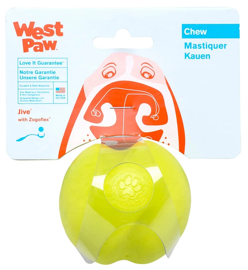 West Paw, Juguete en forma de balón para perro, masticable y resistente, diseño Jive Zogoflex