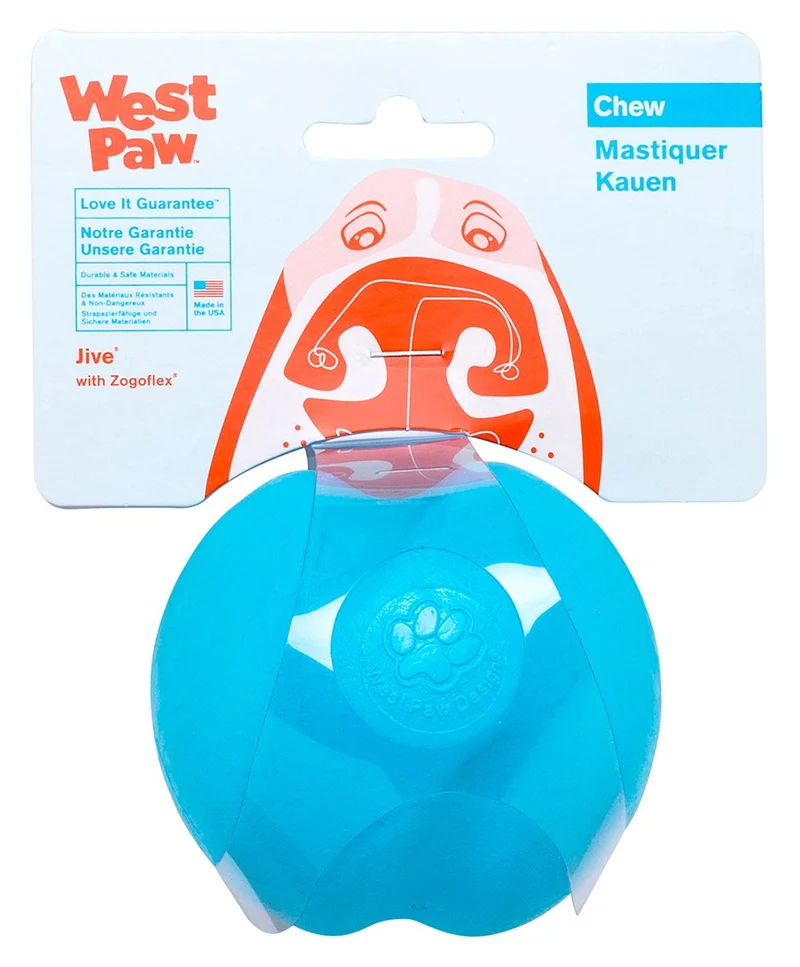 West Paw, Juguete en forma de balón para perro, masticable y resistente, diseño Jive Zogoflex