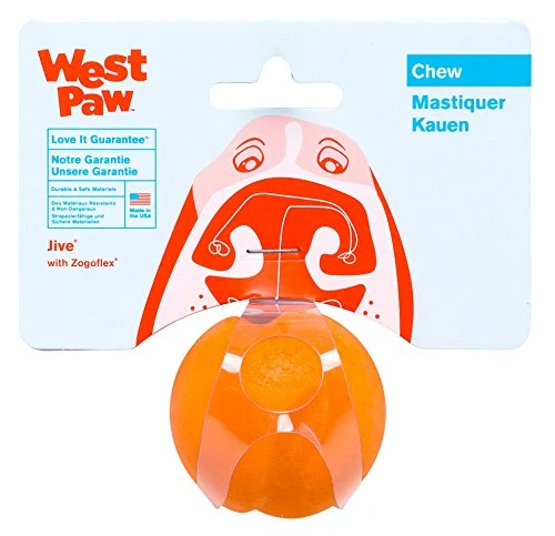 West Paw, Juguete en forma de balón para perro, masticable y resistente, diseño Jive Zogoflex