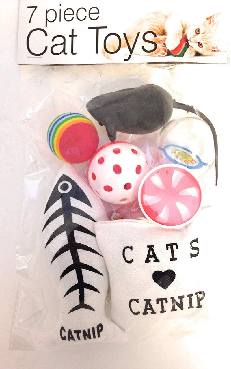 Calcetín de Navidad para gatos con juguetes, con dulces naturales holísticos, 1 calcetín, 7 juguetes divertidos, 1 tarro de golosinas para gatos, perfecto para gatos con hierba de gato.