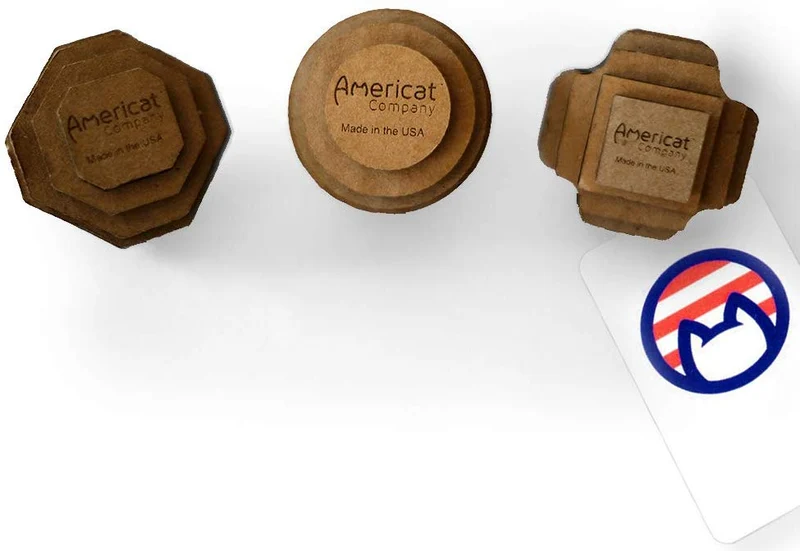 Americat Company Set de 3 Juguetes de pelota de gato en Estados Unidos - Ejercicio, Caza, Chase, Fetch, Bat - Pelotas de oblea para juegos independientes e interactivos