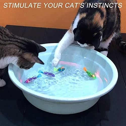 APORO Juguetes de peces robóticos para gato/perro, peces de natación automáticos con luz LED, juguete interactivo para estimular los instintos de tu mascota cazador, juguete de plástico para nadar con niños