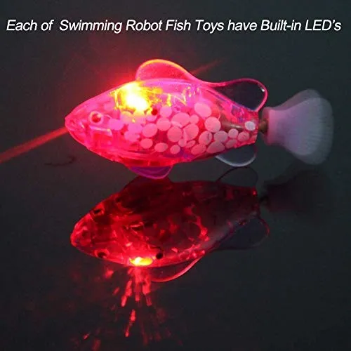 APORO Juguetes de peces robóticos para gato/perro, peces de natación automáticos con luz LED, juguete interactivo para estimular los instintos de tu mascota cazador, juguete de plástico para nadar con niños
