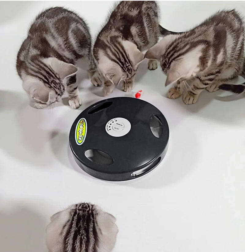 Juguete para gato robótico interactivo PetDroid, juguete para colgar eléctrico oculto con movimiento para gato y ratón, segunda generación (negro) (cola de ratón blanco)