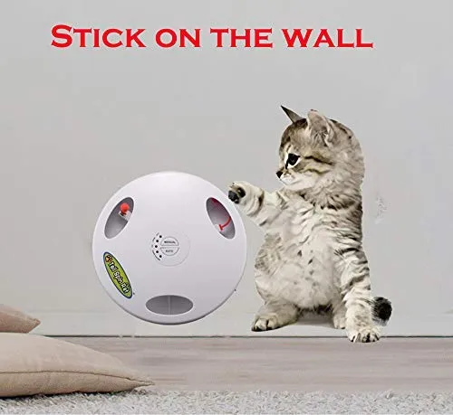 Juguete para gato robótico interactivo PetDroid, juguete para colgar eléctrico oculto con movimiento para gato y ratón, segunda generación (negro) (cola de ratón blanco)