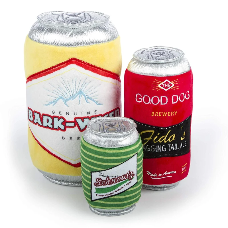 TrustyPup Donuts and Beer Durable Plush Dog Toys with Squeakers