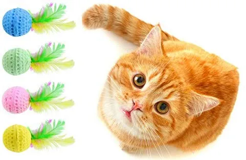 nargos 1,5 Dia Colorful Golf Pelotas de esponja Gatos Juguetes con plumas
