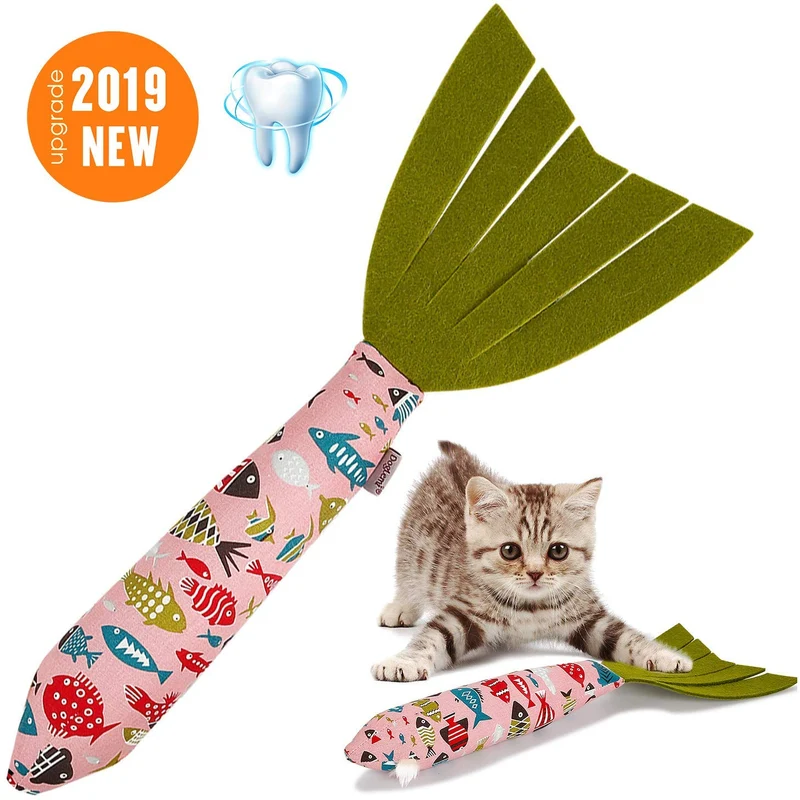 Vaburs Juguete para gatos, juguete para masticar gatos, forma de pez, muñeca, gato, morder, dientes de gato, molienda, juguetes para mascotas, almohada para gatos, suministros para mascotas