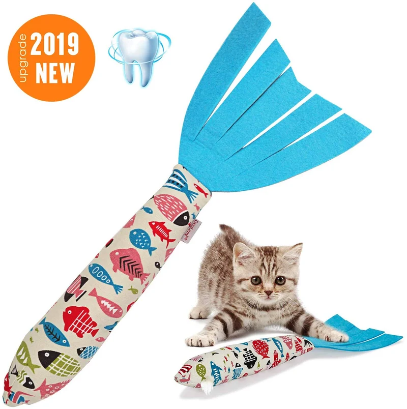 Vaburs Juguete para gatos, juguete para masticar gatos, forma de pez, muñeca, gato, morder, dientes de gato, molienda, juguetes para mascotas, almohada para gatos, suministros para mascotas