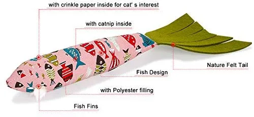 Vaburs Juguete para gatos, juguete para masticar gatos, forma de pez, muñeca, gato, morder, dientes de gato, molienda, juguetes para mascotas, almohada para gatos, suministros para mascotas