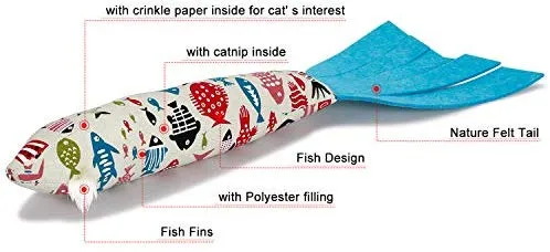 Vaburs Juguete para gatos, juguete para masticar gatos, forma de pez, muñeca, gato, morder, dientes de gato, molienda, juguetes para mascotas, almohada para gatos, suministros para mascotas