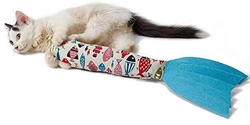 Vaburs Juguete para gatos, juguete para masticar gatos, forma de pez, muñeca, gato, morder, dientes de gato, molienda, juguetes para mascotas, almohada para gatos, suministros para mascotas