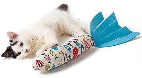 Vaburs Juguete para gatos, juguete para masticar gatos, forma de pez, muñeca, gato, morder, dientes de gato, molienda, juguetes para mascotas, almohada para gatos, suministros para mascotas