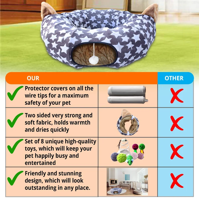 HappyPets - Túnel para gatos con forma de canasta de juguete (8 unidades)