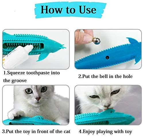 Juguetes de limpieza de dientes de gato, cepillo de dientes de gato, juguete de gato IQ, juguetes interactivos de gato para masticar, cepillo de dientes en forma de pez para masticar mascotas, juguetes de limpieza de dientes de goma para gatos gatitos