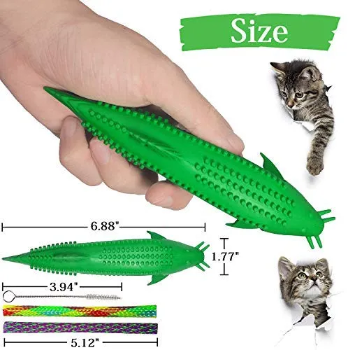 Juguetes de limpieza de dientes de gato, cepillo de dientes de gato, juguete de gato IQ, juguetes interactivos de gato para masticar, cepillo de dientes en forma de pez para masticar mascotas, juguetes de limpieza de dientes de goma para gatos gatitos