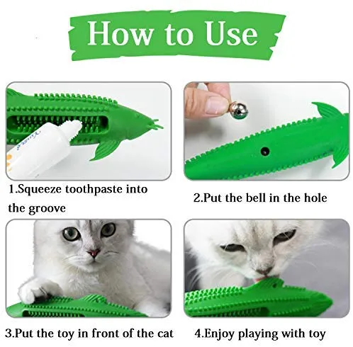 Juguetes de limpieza de dientes de gato, cepillo de dientes de gato, juguete de gato IQ, juguetes interactivos de gato para masticar, cepillo de dientes en forma de pez para masticar mascotas, juguetes de limpieza de dientes de goma para gatos gatitos