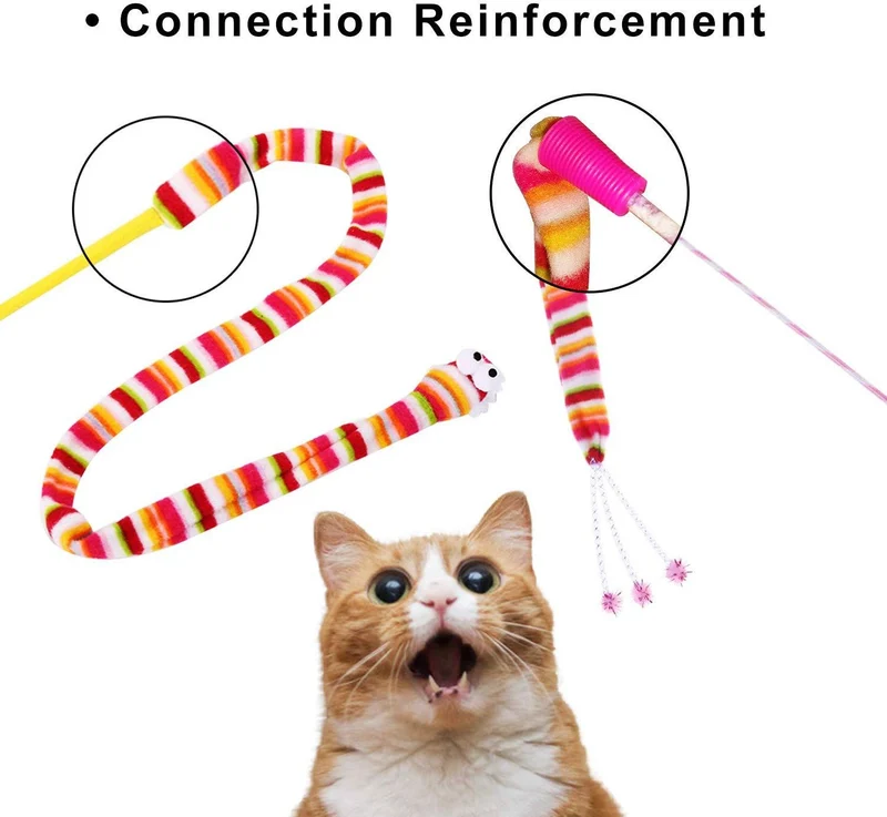 2 Soft Furry y Feather Teaser Varita Y Exerciser para gato y kitten – Cat Juguete interactivo