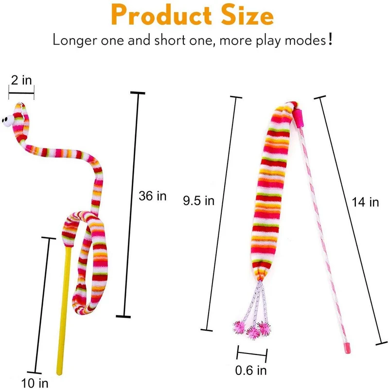 2 Soft Furry y Feather Teaser Varita Y Exerciser para gato y kitten – Cat Juguete interactivo