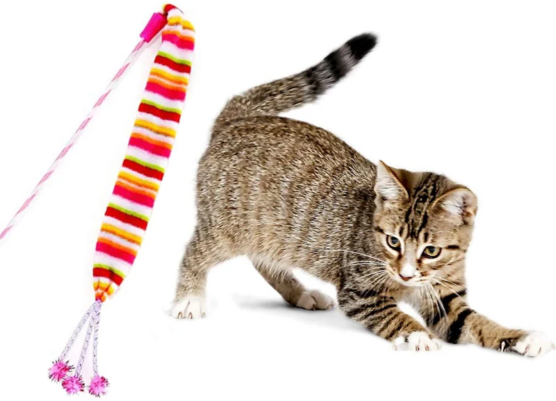 2 Soft Furry y Feather Teaser Varita Y Exerciser para gato y kitten – Cat Juguete interactivo