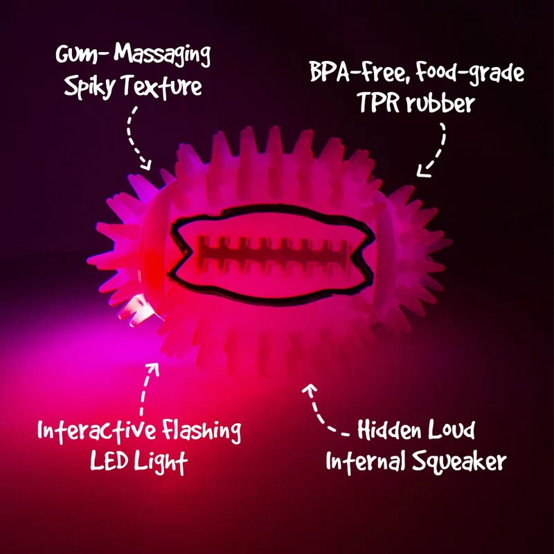 gnawsome Squeak y luz para perros de fútbol, gran 4.5," colores variarán