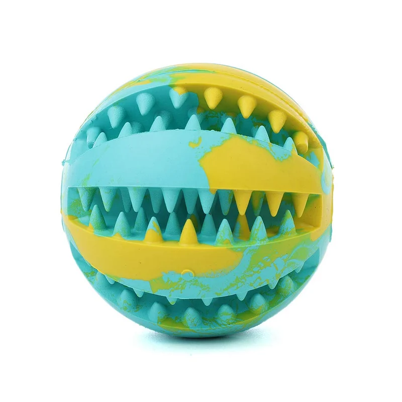 Pelota de juguete QINUKER para mascotas, interactiva, duradera, fuerte para masticar, jugar a IQ, juguete de entrenamiento para masticar, suave goma natural, resistente a mordeduras para cachorros pequeños y medianos en interiores y exteriores