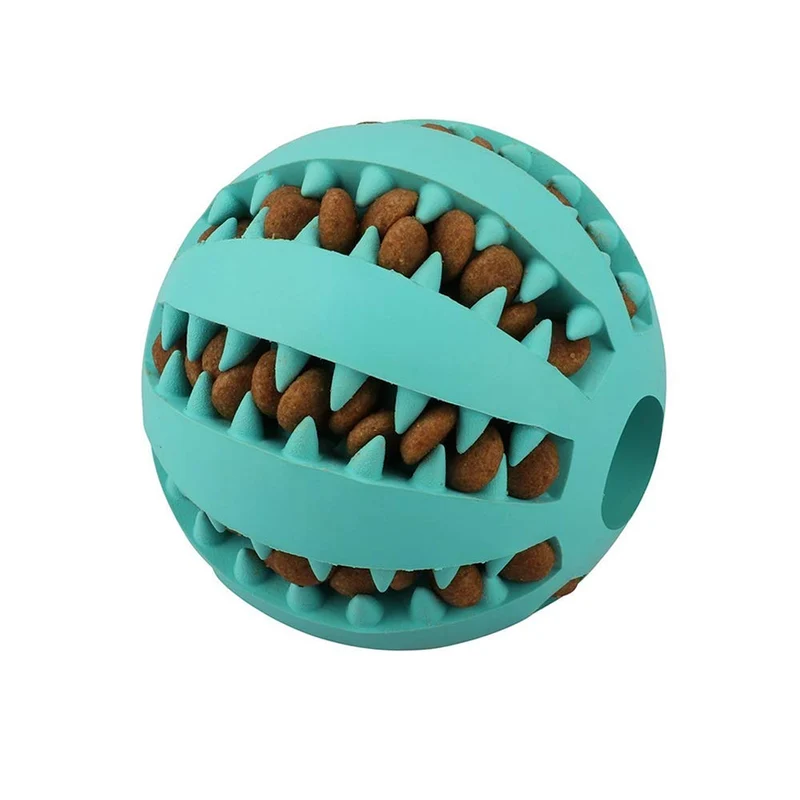 Pelota de juguete QINUKER para mascotas, interactiva, duradera, fuerte para masticar, jugar a IQ, juguete de entrenamiento para masticar, suave goma natural, resistente a mordeduras para cachorros pequeños y medianos en interiores y exteriores