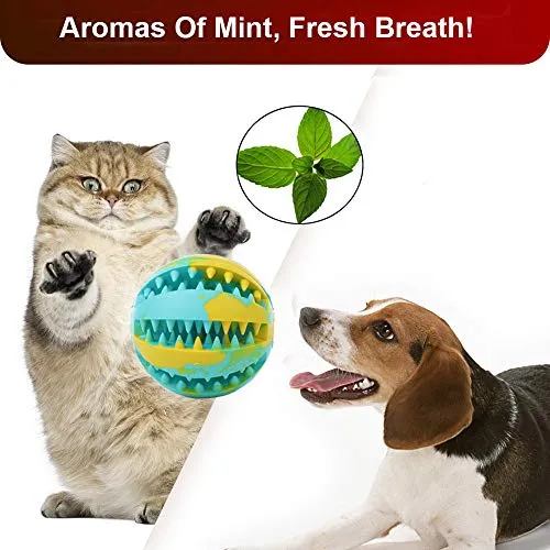 Pelota de juguete QINUKER para mascotas, interactiva, duradera, fuerte para masticar, jugar a IQ, juguete de entrenamiento para masticar, suave goma natural, resistente a mordeduras para cachorros pequeños y medianos en interiores y exteriores