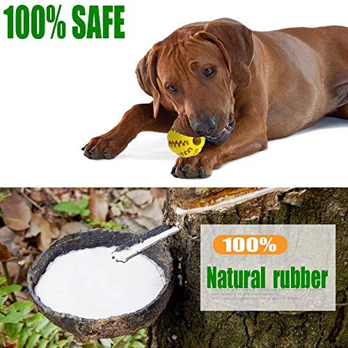 Pelota de juguete QINUKER para mascotas, interactiva, duradera, fuerte para masticar, jugar a IQ, juguete de entrenamiento para masticar, suave goma natural, resistente a mordeduras para cachorros pequeños y medianos en interiores y exteriores