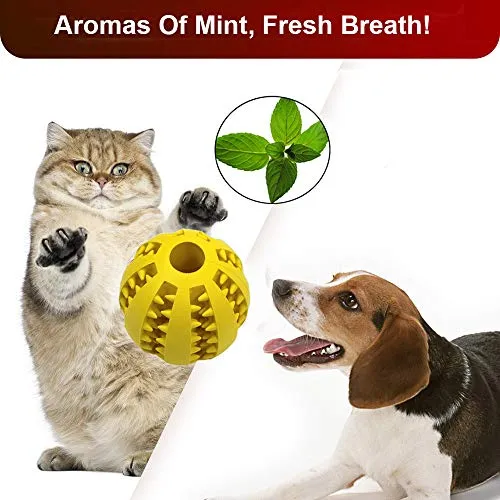 Pelota de juguete QINUKER para mascotas, interactiva, duradera, fuerte para masticar, jugar a IQ, juguete de entrenamiento para masticar, suave goma natural, resistente a mordeduras para cachorros pequeños y medianos en interiores y exteriores