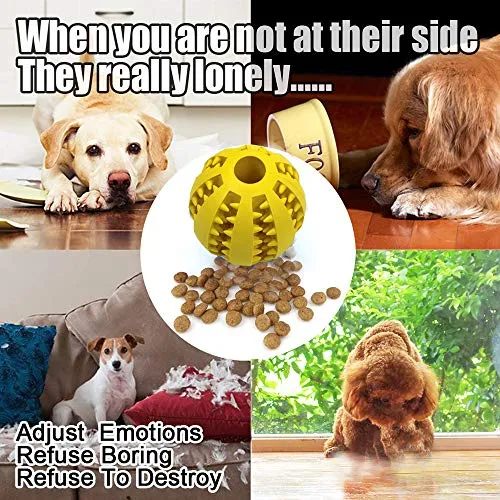 Pelota de juguete QINUKER para mascotas, interactiva, duradera, fuerte para masticar, jugar a IQ, juguete de entrenamiento para masticar, suave goma natural, resistente a mordeduras para cachorros pequeños y medianos en interiores y exteriores
