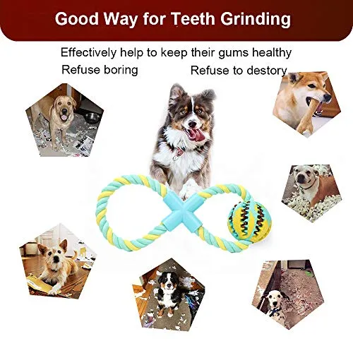 Pelota de juguete QINUKER para mascotas, interactiva, duradera, fuerte para masticar, jugar a IQ, juguete de entrenamiento para masticar, suave goma natural, resistente a mordeduras para cachorros pequeños y medianos en interiores y exteriores