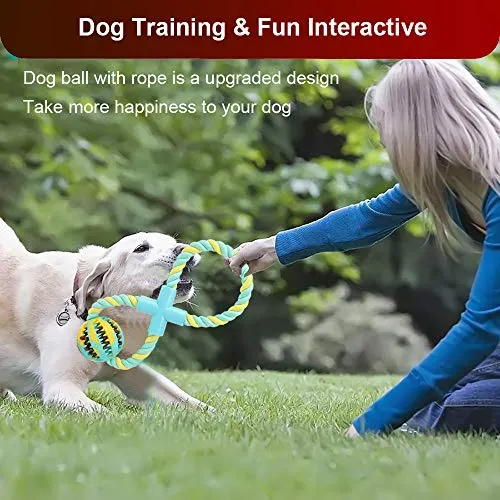 Pelota de juguete QINUKER para mascotas, interactiva, duradera, fuerte para masticar, jugar a IQ, juguete de entrenamiento para masticar, suave goma natural, resistente a mordeduras para cachorros pequeños y medianos en interiores y exteriores