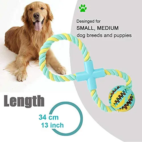 Pelota de juguete QINUKER para mascotas, interactiva, duradera, fuerte para masticar, jugar a IQ, juguete de entrenamiento para masticar, suave goma natural, resistente a mordeduras para cachorros pequeños y medianos en interiores y exteriores
