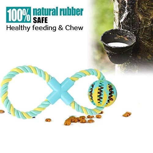 Pelota de juguete QINUKER para mascotas, interactiva, duradera, fuerte para masticar, jugar a IQ, juguete de entrenamiento para masticar, suave goma natural, resistente a mordeduras para cachorros pequeños y medianos en interiores y exteriores