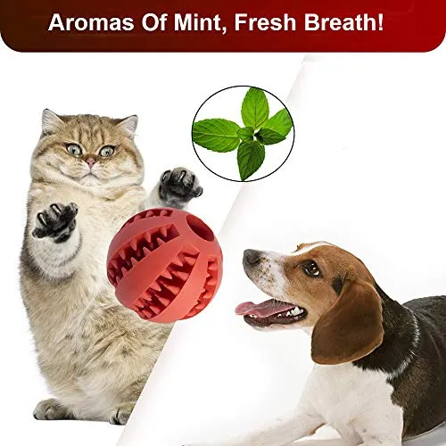 Pelota de juguete QINUKER para mascotas, interactiva, duradera, fuerte para masticar, jugar a IQ, juguete de entrenamiento para masticar, suave goma natural, resistente a mordeduras para cachorros pequeños y medianos en interiores y exteriores