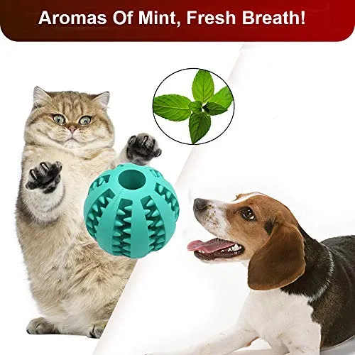 Pelota de juguete QINUKER para mascotas, interactiva, duradera, fuerte para masticar, jugar a IQ, juguete de entrenamiento para masticar, suave goma natural, resistente a mordeduras para cachorros pequeños y medianos en interiores y exteriores