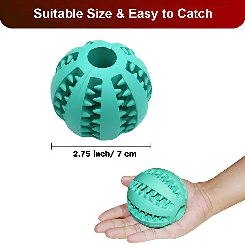 Pelota de juguete QINUKER para mascotas, interactiva, duradera, fuerte para masticar, jugar a IQ, juguete de entrenamiento para masticar, suave goma natural, resistente a mordeduras para cachorros pequeños y medianos en interiores y exteriores