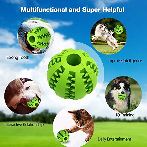 Pelota de juguete QINUKER para mascotas, interactiva, duradera, fuerte para masticar, jugar a IQ, juguete de entrenamiento para masticar, suave goma natural, resistente a mordeduras para cachorros pequeños y medianos en interiores y exteriores