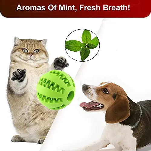 Pelota de juguete QINUKER para mascotas, interactiva, duradera, fuerte para masticar, jugar a IQ, juguete de entrenamiento para masticar, suave goma natural, resistente a mordeduras para cachorros pequeños y medianos en interiores y exteriores