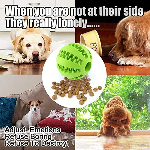 Pelota de juguete QINUKER para mascotas, interactiva, duradera, fuerte para masticar, jugar a IQ, juguete de entrenamiento para masticar, suave goma natural, resistente a mordeduras para cachorros pequeños y medianos en interiores y exteriores