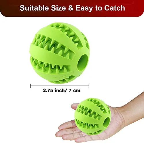 Pelota de juguete QINUKER para mascotas, interactiva, duradera, fuerte para masticar, jugar a IQ, juguete de entrenamiento para masticar, suave goma natural, resistente a mordeduras para cachorros pequeños y medianos en interiores y exteriores
