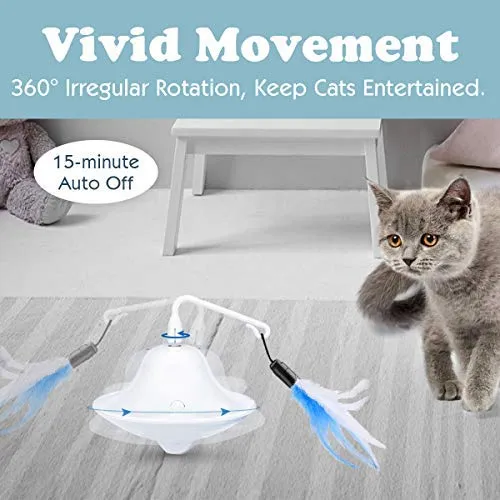 Pawaboo Juguete de plumas para gato, varita interactiva para gato, juguete de pluma voladora con varita extra larga y campana pequeña, juguete divertido para jugar para gatitos o gatos.