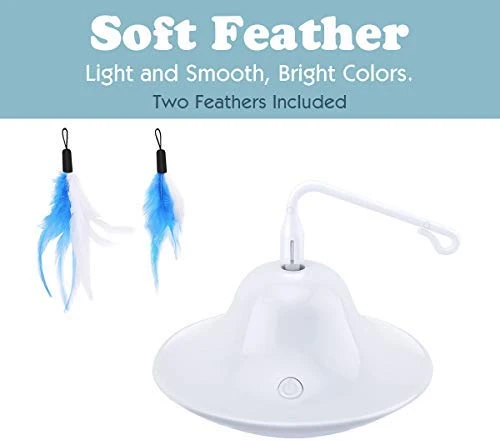 Pawaboo Juguete de plumas para gato, varita interactiva para gato, juguete de pluma voladora con varita extra larga y campana pequeña, juguete divertido para jugar para gatitos o gatos.